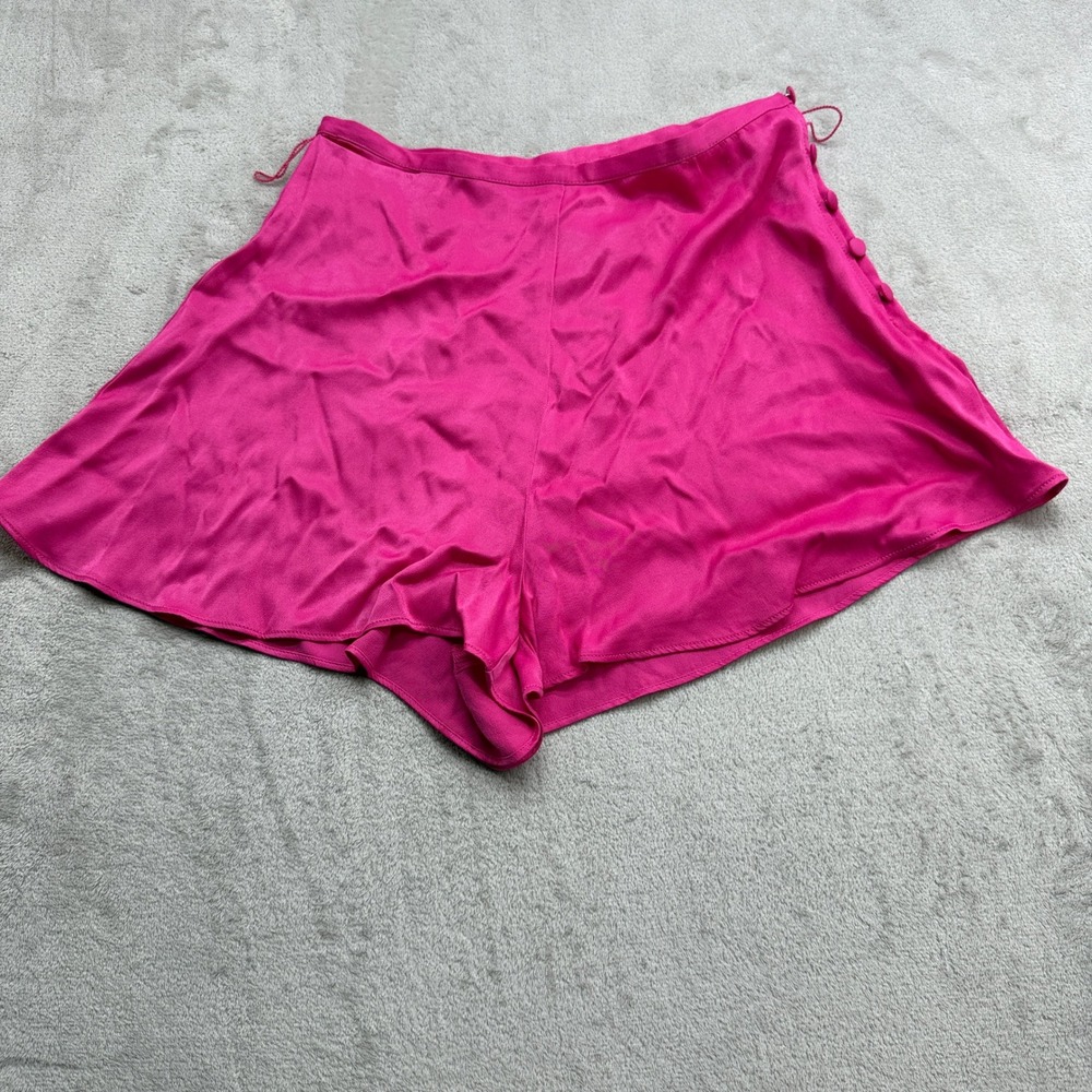 Maeve Anthropologie Shorts Womens 10 Pink Flared Viscose Button Side Barbiecore